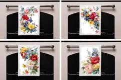 Floral Towel Designs, Watercolor Wildflowers Towel Template Product Image 2