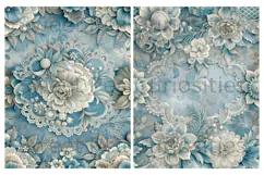 Shabby Chic, Blue, Paper, Floral, Papers, Junk Journal Product Image 2