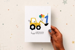First Birthday Excavator | Happy Birthday Card | EPS SVG PNG Product Image 2