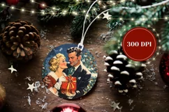 Watercolor Christmas Ornament, Retro Woman Ornament Design Product Image 2