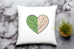 Green Peach Leaf Heart Clipart Sublimation PNG Product Image 3