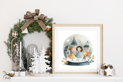 Christmas crystal snow globe digital paper, background clipa Product Image 2