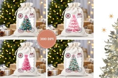Pink Christmas Tree Santa Sack, Winter Santa Sack Designs Product Image 2