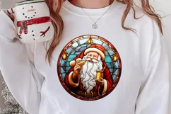 Stained Glass Painting Of Santa Clipart Sublimation Product Image 2