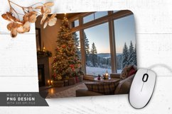 Cozy Christmas Living Room with Snowy Mouse Pad PNG Design Product Image 1