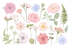 Watercolor Romance Floral Clipart Product Image 2