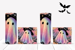 Glitter Ghost Tumbler Wrap Design, Floral Halloween Tumbler Product Image 2