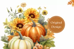 Watercolor Pumpkins Tumbler, Thanksgiving Sublimation PNG Product Image 2
