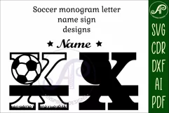 Football or Soccer Capital Monogram Letter X SVG Product Image 2