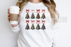 Coquette Christmas Trees Red Bows Sublimation PNG Design Product Image 3