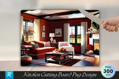 Farmhouse Living Room with Holiday Decor Cutting Board PNG Product Image 1