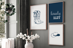 Blue Coquette Bow Cowboy Boots Set of 3 Prints Product Image 2