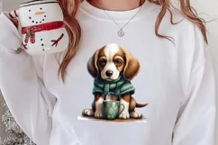 Christmas Dog And Coffee Clipart, Christmas Clipart Product Image 2