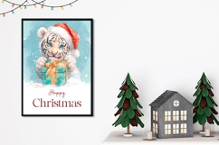 Cartoon Christmas Tiger Greeting Card, Winter Card Design Product Image 2