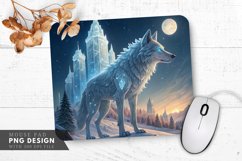 A Giant Ice Wolf Over Crystal Spires Mouse Pad PNG Design Product Image 1