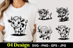 Happy Cow Cartoon SVG PNG Product Image 1