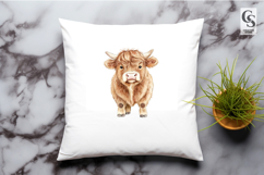 Cute Highland Cow Illustration Clipart Sublimation PNG Product Image 2