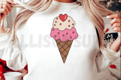 Cute Heart Decorated Ice Cream Cone Illustration On White Product Image 2