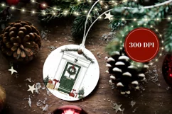Christmas Door Ornament, Watercolor Christmas Ornament PNG Product Image 2