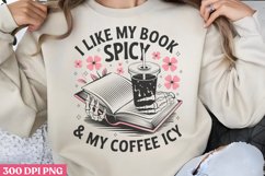 I like my book spicy &amp; my coffee icy PNG, Iced Coffee Mental Product Image 1