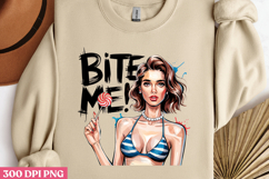 Bite me PNG, Sassy Pinup Girl Sublimation PNG Product Image 1