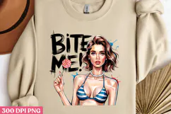 Bite me PNG, Sassy Pinup Girl Sublimation PNG Product Image 1