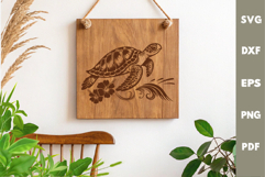 Turtle Design, Underwater World, Cutting board, Laser SVG Product Image 2