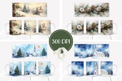 Christmas Village Mug Design, Christmas Church Mug Wrap Product Image 2