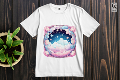 Cloud and Stars Frame Clipart Sublimation PNG Product Image 2