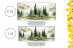 Watercolor Lake Mug Design, Forest Mug Template Product Image 2