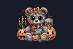 Watercolor Halloween Spooky Bear PNG sublimation Product Image 6