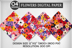 Flowers Seamless Digital Paper, Flowers Background Product Image 1