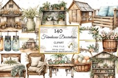 Rustic chic Farmhouse clipart bundle, watercolor farmhouse Product Image 1