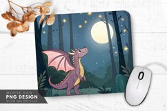 Enchanting Dragon in a Moonlit Forest Mouse Pad PNG Design Product Image 1