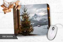 Rustic Christmas with Snowy Mountain Mouse Pad PNG Design Product Image 1