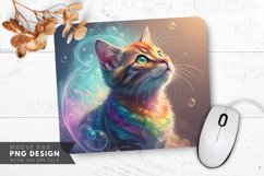 Enchanted Rainbow Cat in Misty Glow Mouse Pad PNG Design Product Image 1