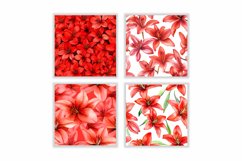 Watercolor Red Asiatic Lily Flower Digital Papers Product Image 2