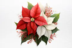 Christmas Flower Bouquet Clipart PNG Product Image 2