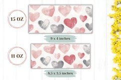 Pink Love Mug Template, Watercolor Hearts Mug Wrap Product Image 2