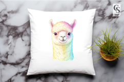 Cute Rainbow Alpaca Clipart Sublimation PNG Product Image 2