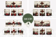 Christmas Flowers Mug, Christmas Cross Mug Template Product Image 2