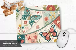 Butterfly and Floral Bunting Mouse Pad PNG Design Product Image 1
