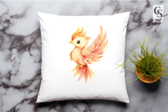 Cute Phoenix Bird Watercolor Clipart Sublimation PNG Product Image 2