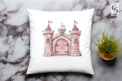 Pink Fairytale Castle Gate Clipart Sublimation PNG Product Image 2