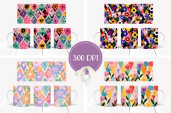 Abstract Mug Wrap Designs, Floral Mug Template Product Image 2