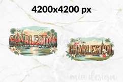 Charleston SC PNG, Vintage Rainbow Row Southern Sublimation Product Image 2