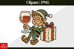 Sarcastic Christmas Drunk Christmas Elf Clipart PNG Product Image 1