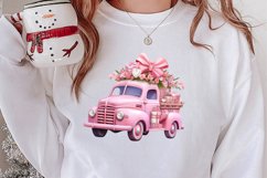 Pink Christmas Car clipart Sublimation, Christmas clipart Product Image 2