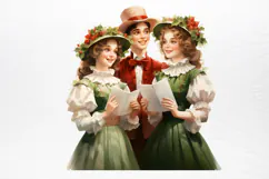 Vintage Floral Christmas Clipart PNG Product Image 2