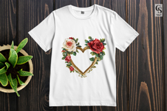 Vintage Floral Heart Frame Clipart Sublimation PNG Product Image 2